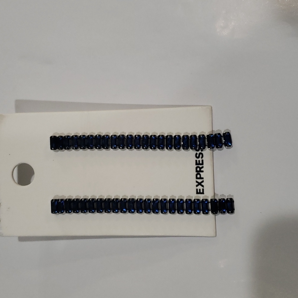 Express Baguette Drop Earrings Navy blue